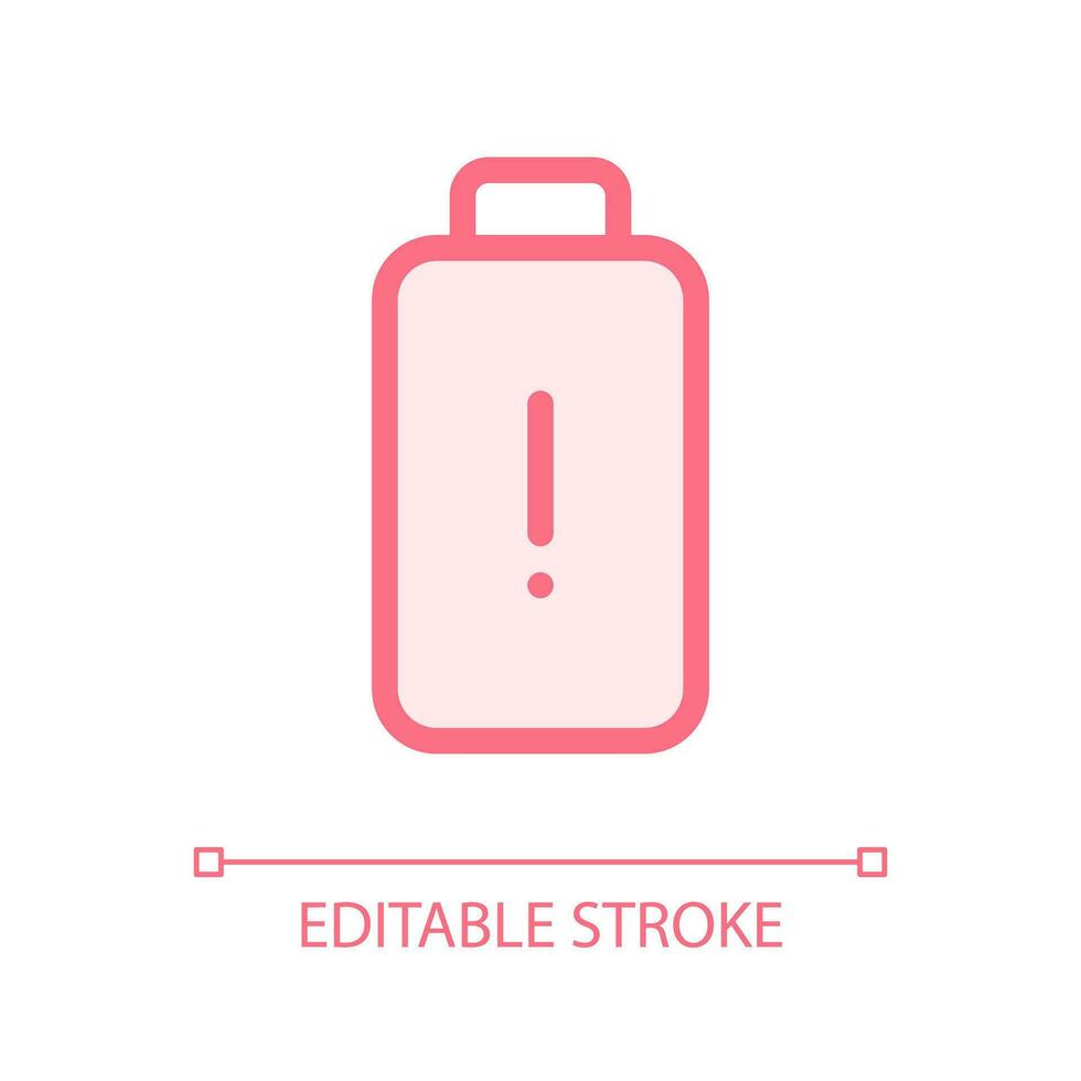 Low battery level pixel perfect glassmorphism ui icon. Wellbeing issue. Color filled line element with transparency. Vector pictogram in glass morphism style. Editable stroke