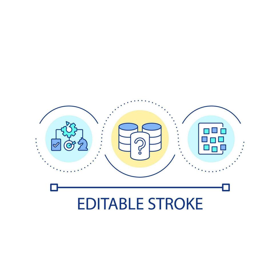 Strategy issues loop concept icon. Unproductive system. Ineffective regulation. Database problem abstract idea thin line illustration. Isolated outline drawing. Editable stroke vector