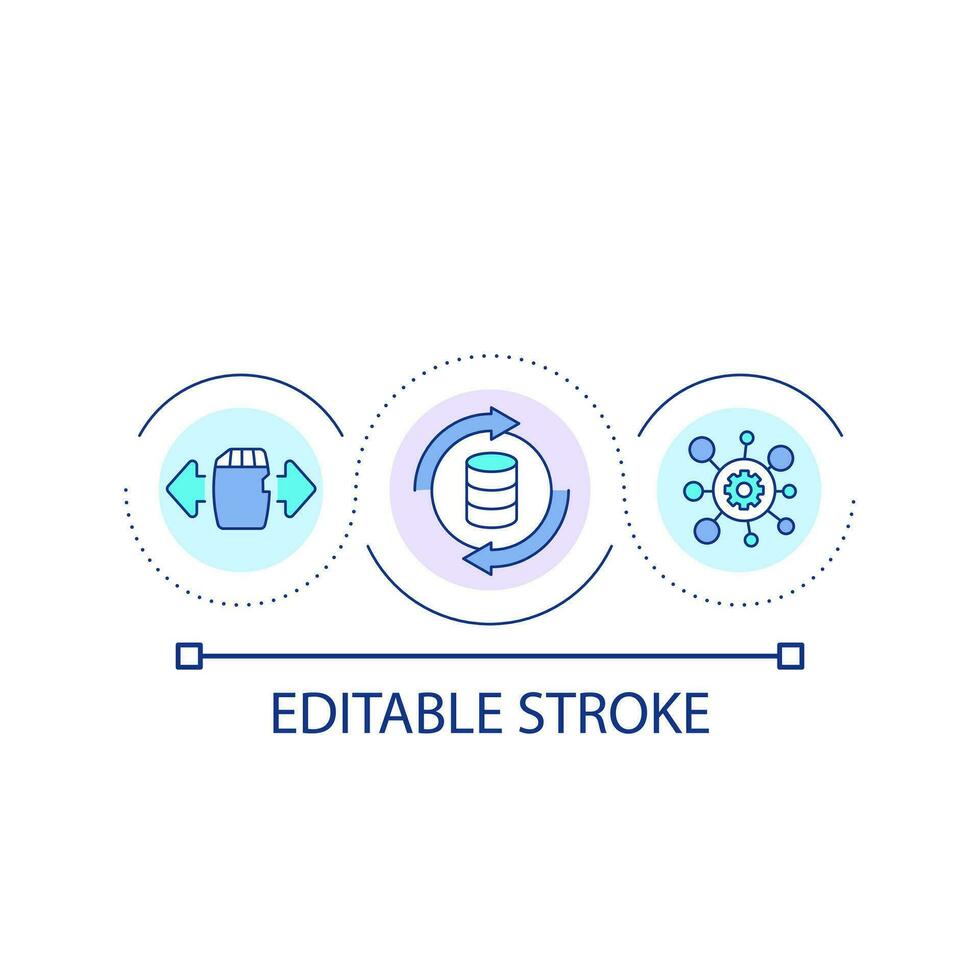 Large database size loop concept icon. Expand information storage. Big data optimization abstract idea thin line illustration. Isolated outline drawing. Editable stroke vector