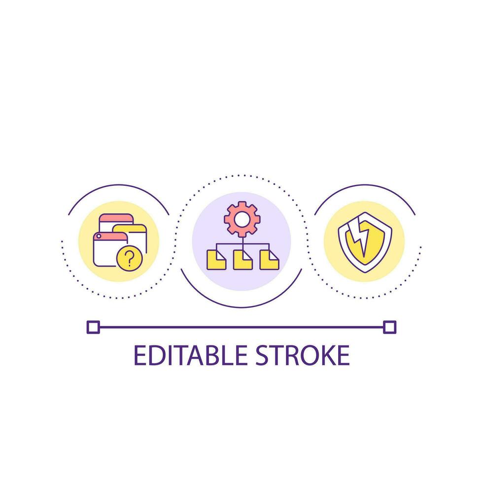 Digital information management loop concept icon. Poor cybersecurity. Corrupted files abstract idea thin line illustration. Isolated outline drawing. Editable stroke vector