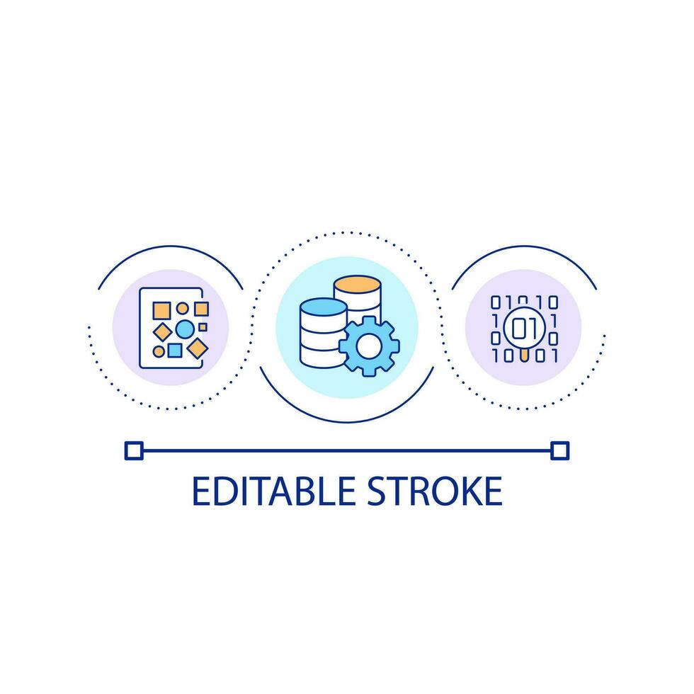 base de datos administración sistema lazo concepto icono. programación código. información tecnología resumen idea Delgado línea ilustración. aislado contorno dibujo. editable carrera vector