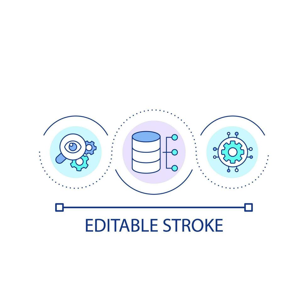 Data storage optimization loop concept icon. Information management. Database governance abstract idea thin line illustration. Isolated outline drawing. Editable stroke vector