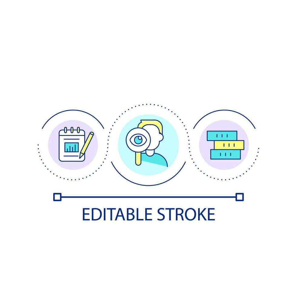 Analytics research loop concept icon. Setting strategy. Building plan. Process management abstract idea thin line illustration. Isolated outline drawing. Editable stroke vector