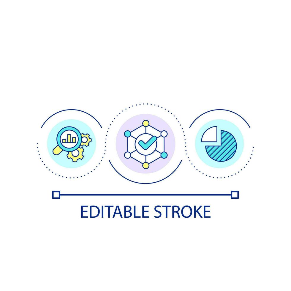 Data analysis loop concept icon. Statistic research. Productive system. Check performance abstract idea thin line illustration. Isolated outline drawing. Editable stroke vector