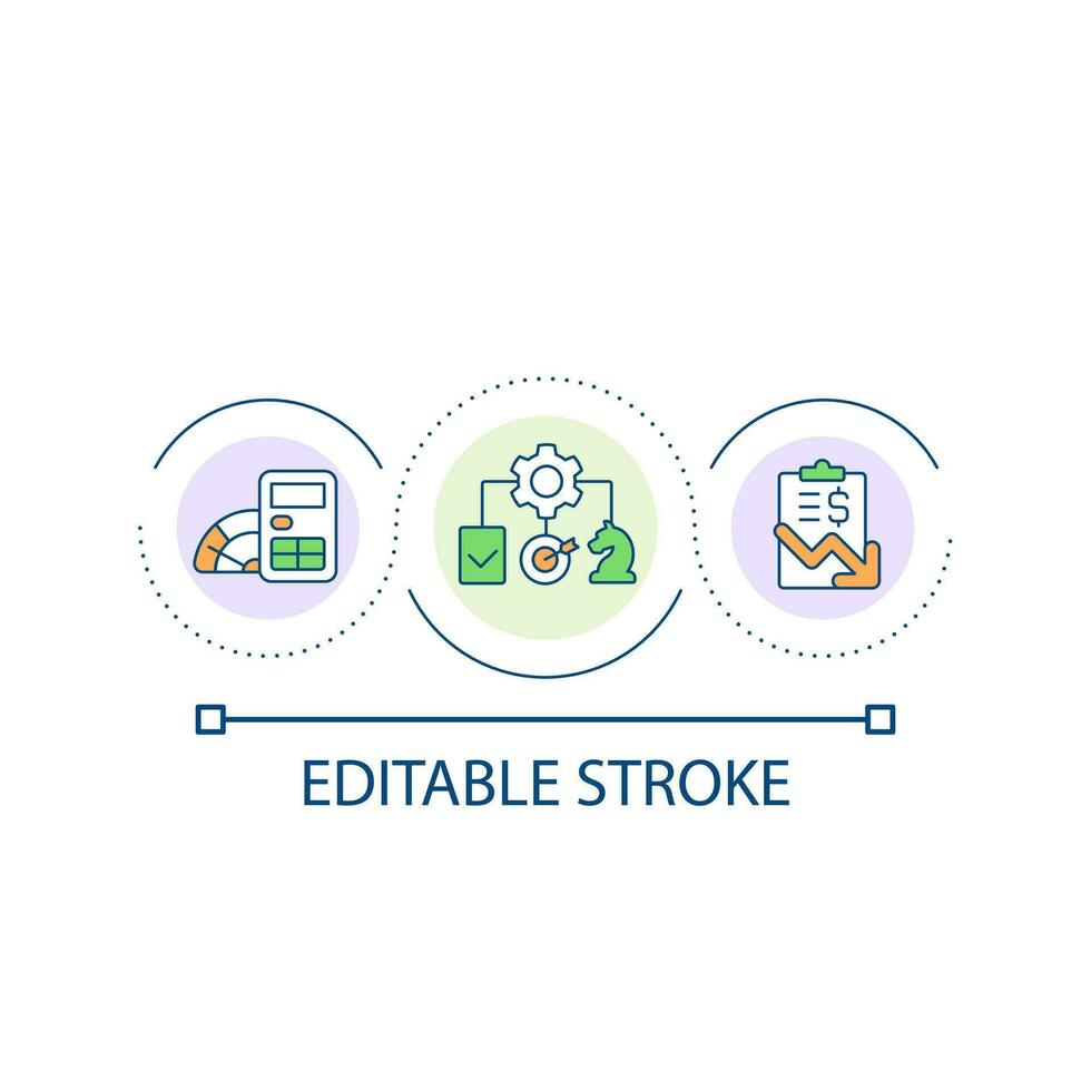 Business strategy issue loop concept icon. Unproductive management system. Decrease revenue abstract idea thin line illustration. Isolated outline drawing. Editable stroke vector