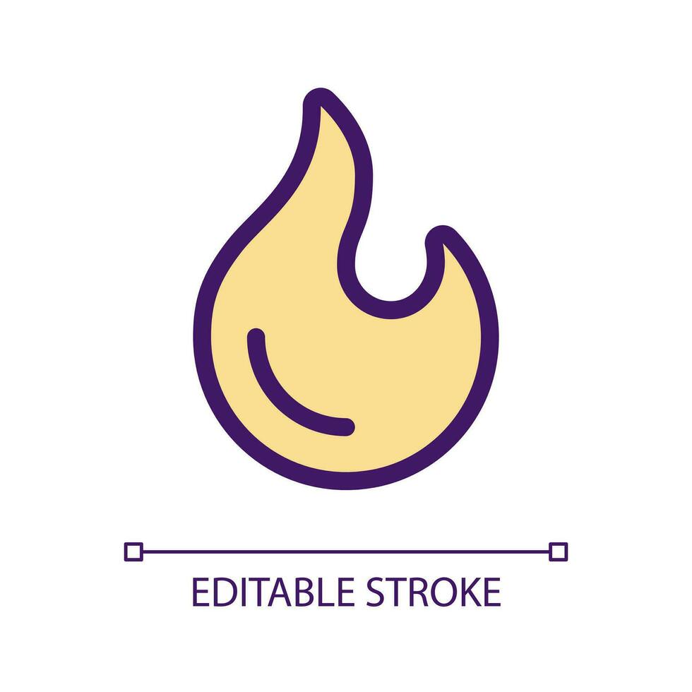 Flame pixel perfect RGB color ui icon. Hot offer and sale. Popular news. Simple filled line element. GUI, UX design for mobile app. Vector isolated pictogram. Editable stroke