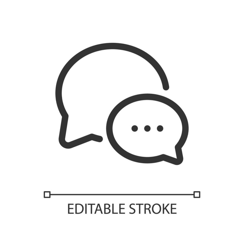 Communication pixel perfect linear ui icon. Social media conversation. Customer support. GUI, UX design. Outline isolated user interface element for app and web. Editable stroke vector
