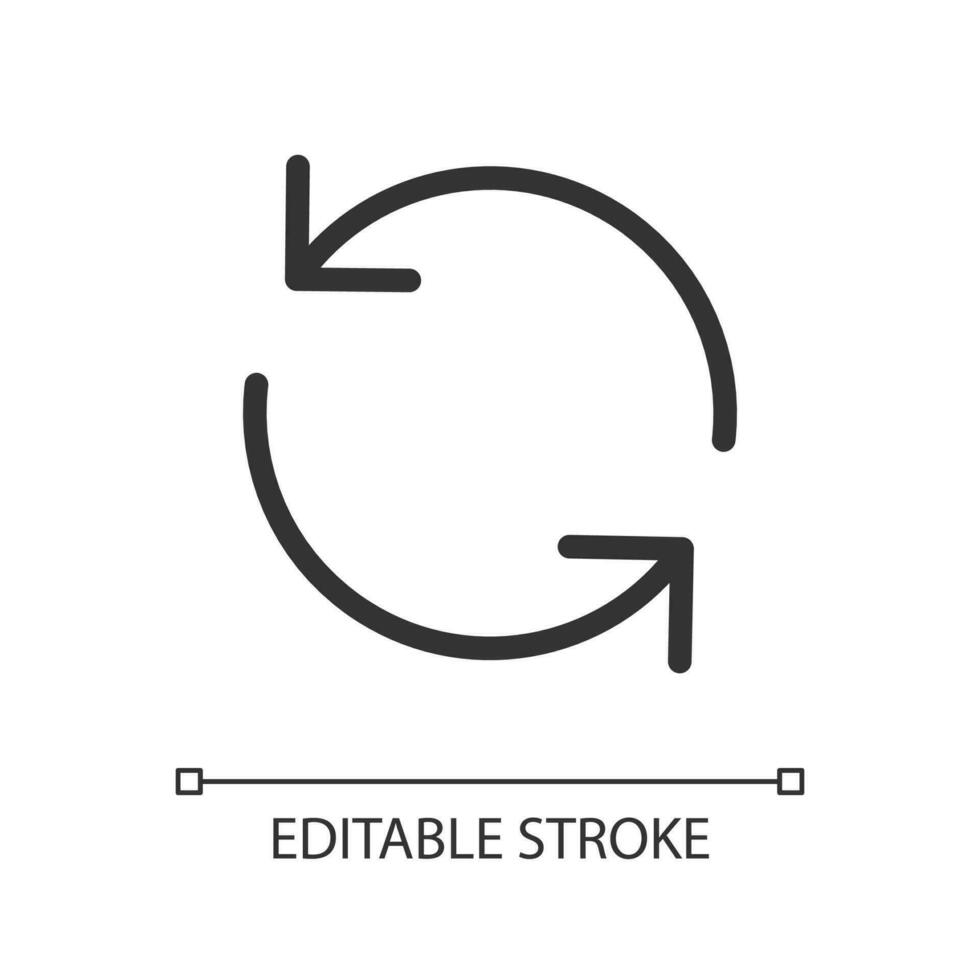 Reload pixel perfect linear ui icon. Translation in process. Waiting for synchronization. GUI, UX design. Outline isolated user interface element for app and web. Editable stroke vector