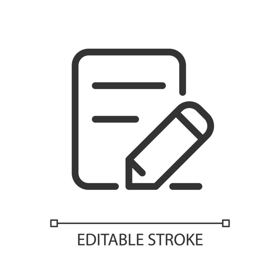 Edit text pixel perfect linear ui icon. Handwriting feature. Digital translator application. GUI, UX design. Outline isolated user interface element for app and web. Editable stroke vector