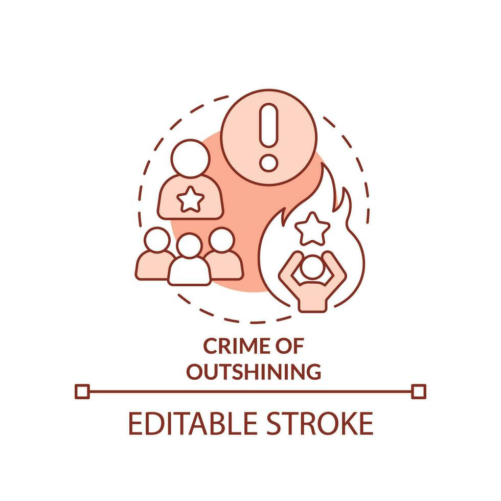 Crime of outshining red concept icon. Hidden limitation. Brain block abstract idea thin line illustration. Isolated outline drawing. Editable stroke vector