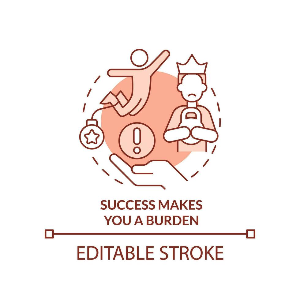Success makes you burden red concept icon. Personal barrier. Inner limitation abstract idea thin line illustration. Isolated outline drawing. Editable stroke vector