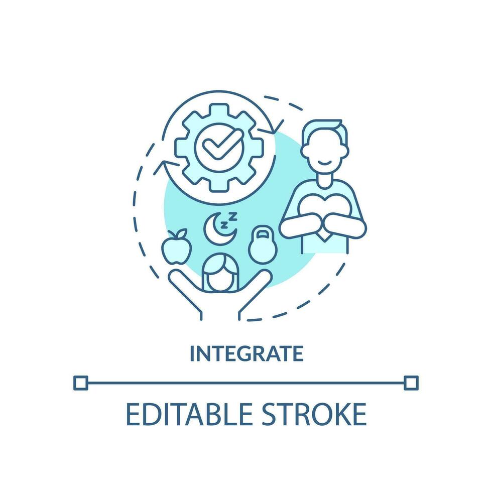 Integrate turquoise concept icon. Self growth. Removing inner obstacles tip abstract idea thin line illustration. Isolated outline drawing. Editable stroke vector