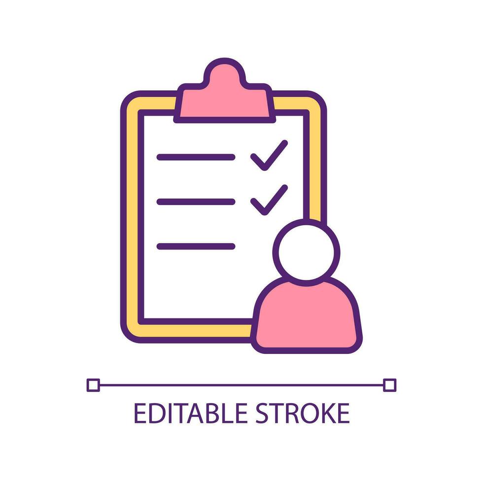 Reservation waitlist RGB color icon. Customer service. Managing restaurant work. Table booking. Isolated vector illustration. Simple filled line drawing. Editable stroke
