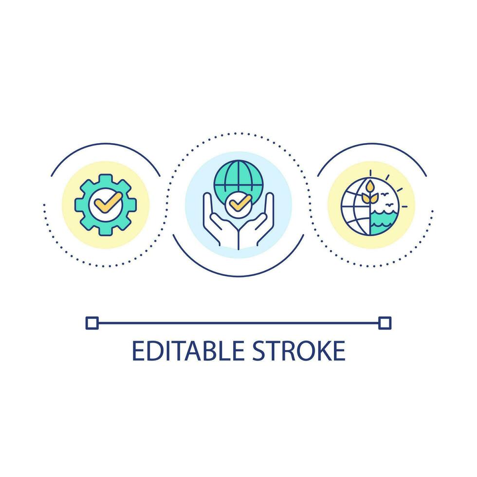Sustainable development loop concept icon. Inclusive growth. Environment saving technology abstract idea thin line illustration. Isolated outline drawing. Editable stroke vector