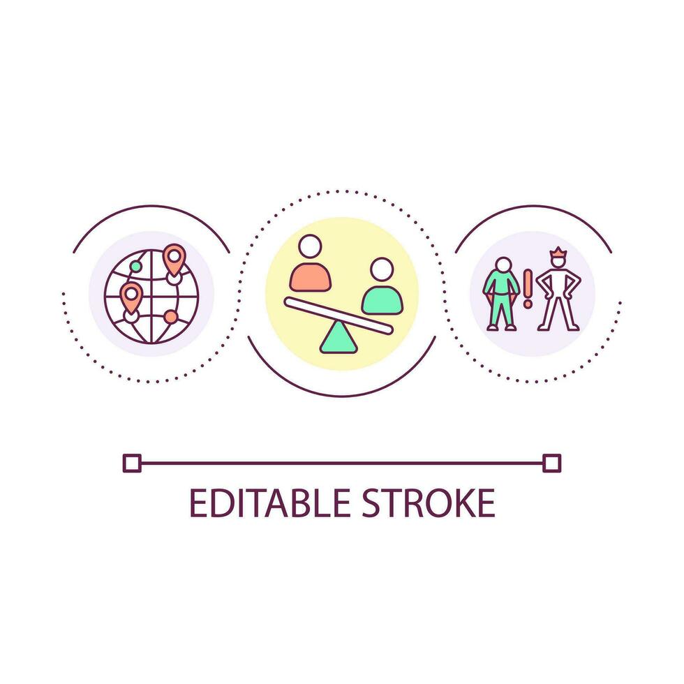 Regional economic development differences loop concept icon. Inclusive growth issue. Social inequality abstract idea thin line illustration. Isolated outline drawing. Editable stroke vector
