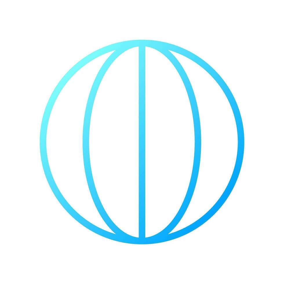 Longitude pixel perfect gradient linear vector icon. Spherical globe. World map. Planet meridian. Earth surface. Thin line color symbol. Modern style pictogram. Vector isolated outline drawing