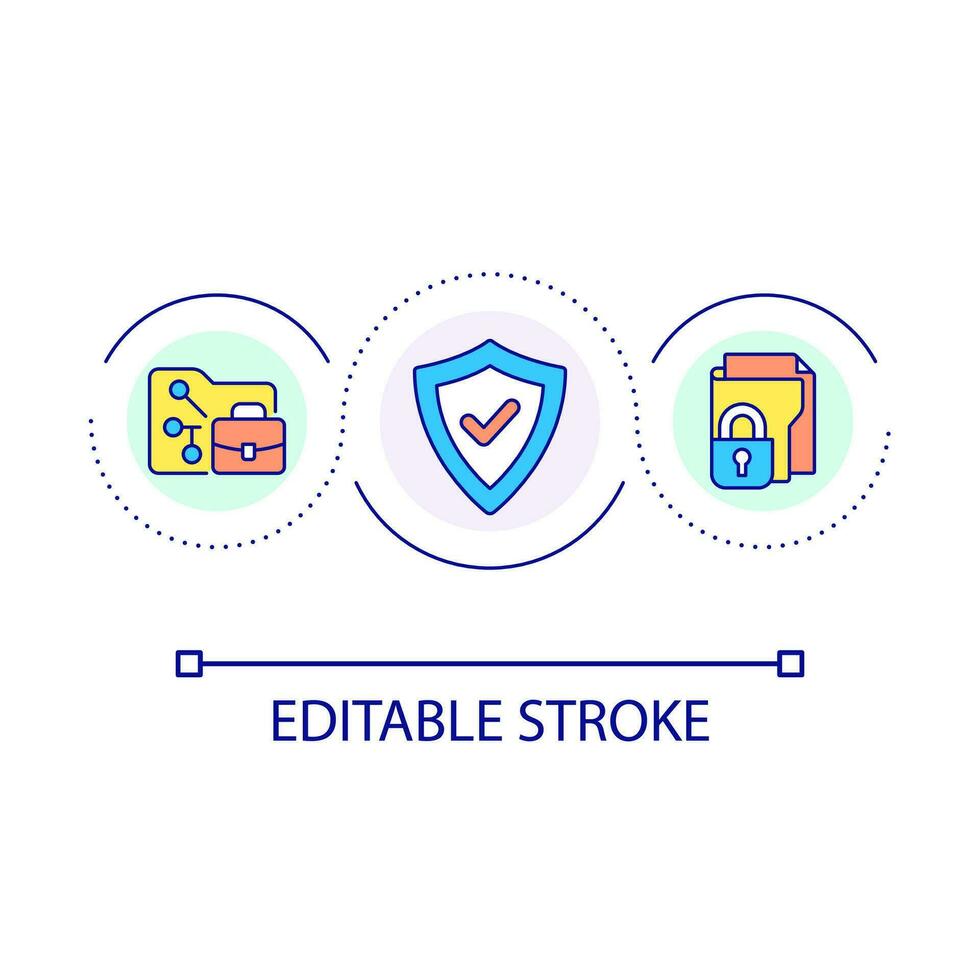 Securing sensitive data loop concept icon. Protecting personal information abstract idea thin line illustration. Access control. Isolated outline drawing. Editable stroke vector