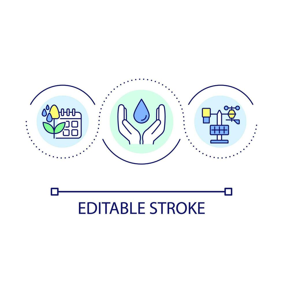 Smart irrigation system loop concept icon. Farming automation abstract idea thin line illustration. Precision agriculture. Agribusiness. Isolated outline drawing. Editable stroke vector