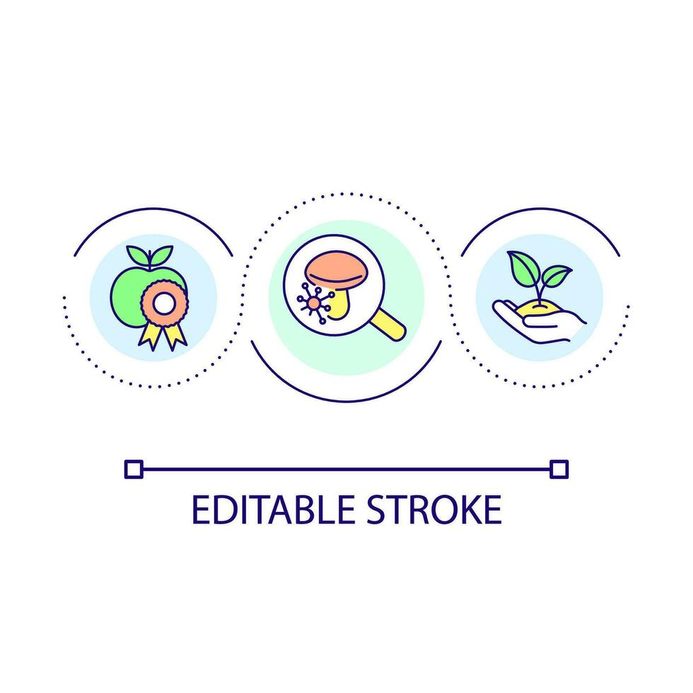 Healthy fungus in agriculture loop concept icon. Qualified agricultural production abstract idea thin line illustration. Plant development. Isolated outline drawing. Editable stroke vector