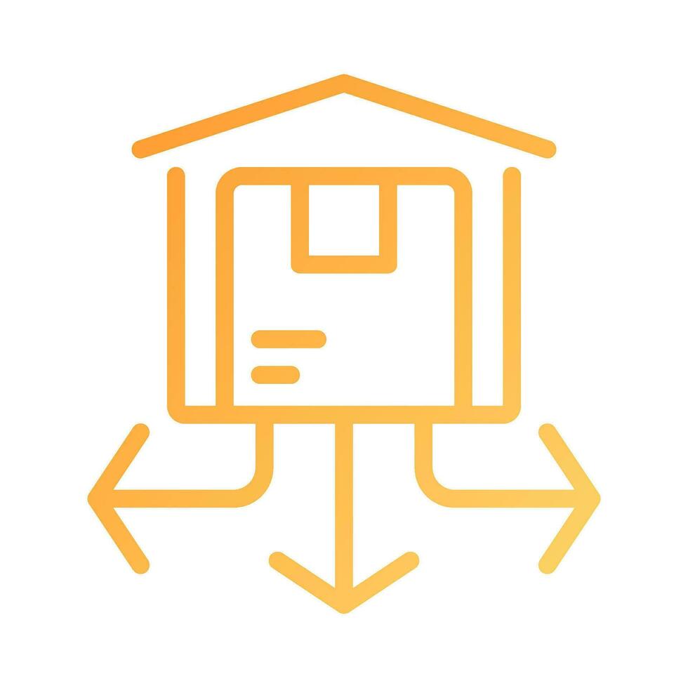 Distribution center pixel perfect gradient linear vector icon. Warehouse with products. Orders management. Storehouse. Thin line color symbol. Modern style pictogram. Vector isolated outline drawing