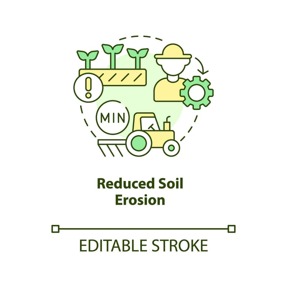 Reduced soil erosion concept icon. Regenerative agriculture. Ecological benefit abstract idea thin line illustration. Isolated outline drawing. Editable stroke vector