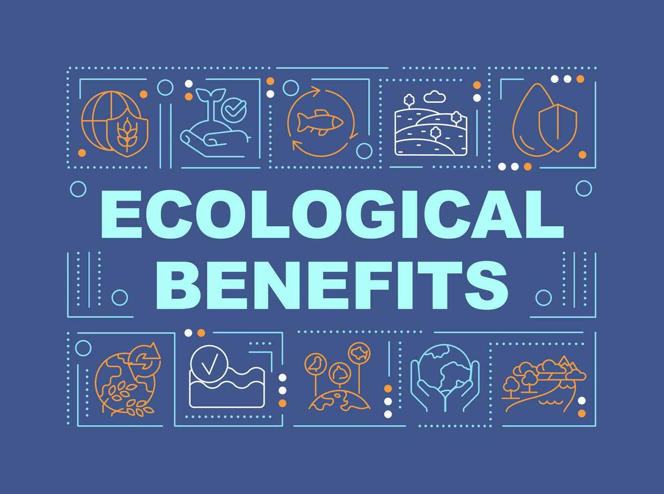 Ecological benefits word concepts dark blue banner. Regenerative farm. Infographics with editable icons on color background. Isolated typography. Vector illustration with text