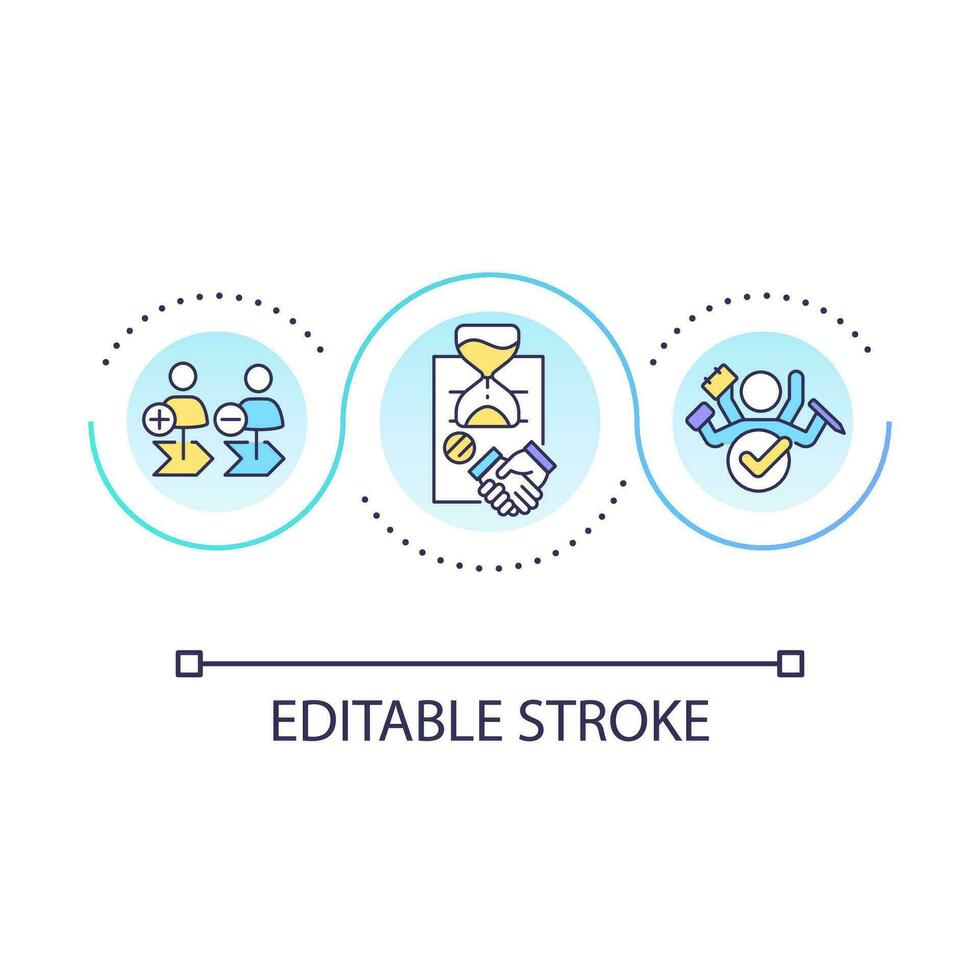 Fixed-term employment contract loop concept icon. Agreement with freelancer abstract idea thin line illustration. Temporary employee. Isolated outline drawing. Editable stroke vector