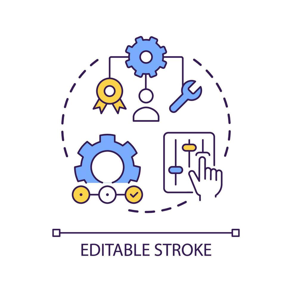 Fixing business processes concept icon. Achieve productivity. Company management abstract idea thin line illustration. Employee performance. Isolated outline drawing. Editable stroke vector