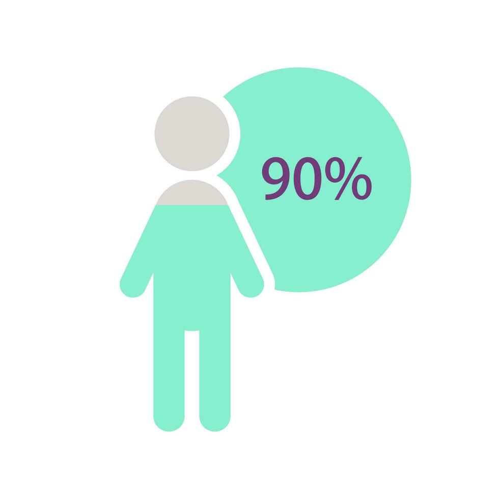 Male group infographic chart design template with ninety percentage. Overwhelming majority. Employment issue. Editable man figure. Visual data presentationd vector