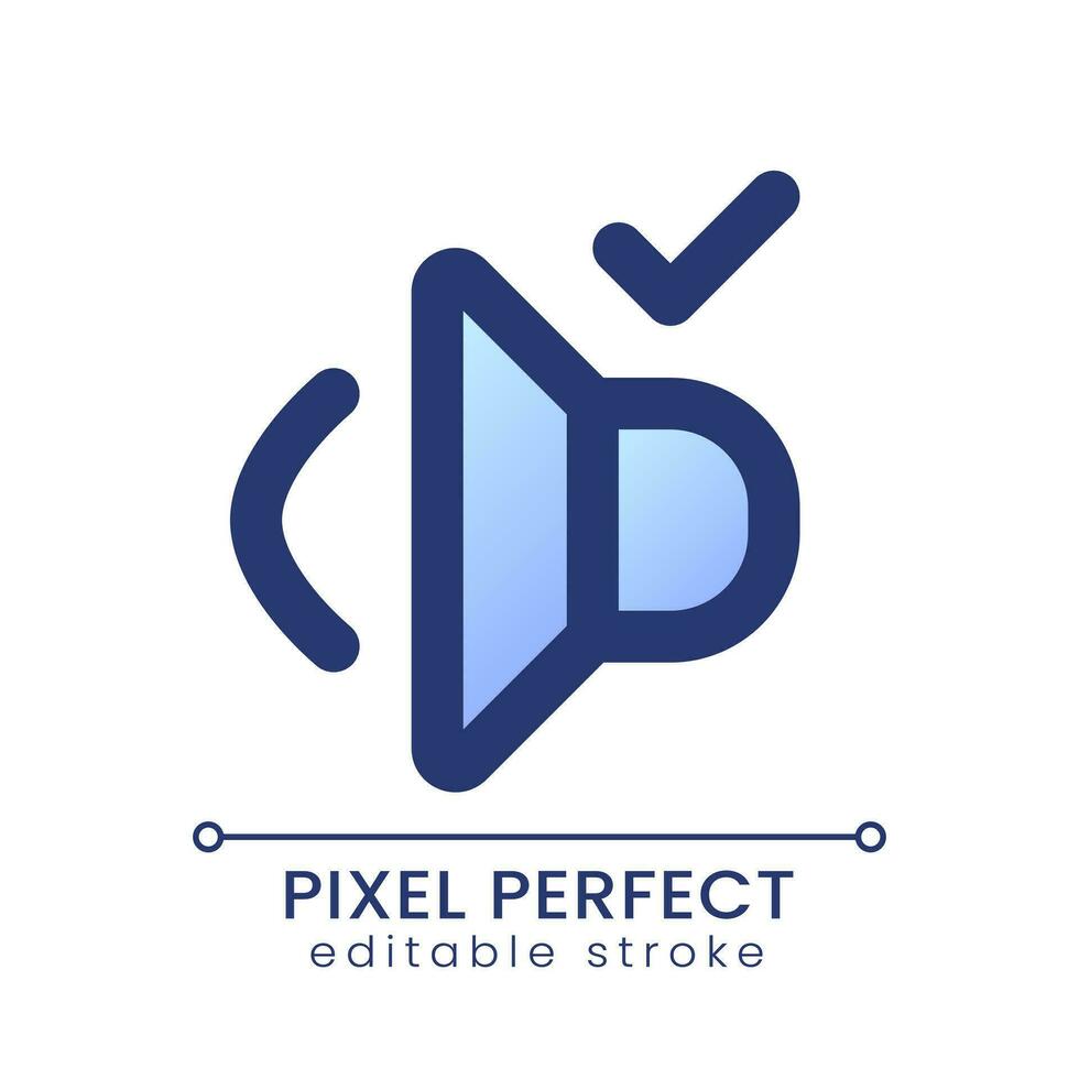 Volume on pixel perfect gradient fill ui icon. Sound quality. Video editor setting. Adjust audio level. Modern colorful line symbol. GUI, UX design for app, web. Vector isolated editable RGB element
