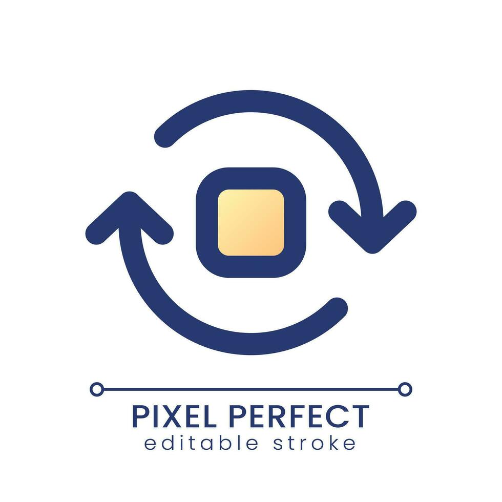Spin animation pixel perfect gradient fill ui icon. Rotating object. Circular motion in video editor. Modern colorful line symbol. GUI, UX design for app, web. Vector isolated editable RGB element