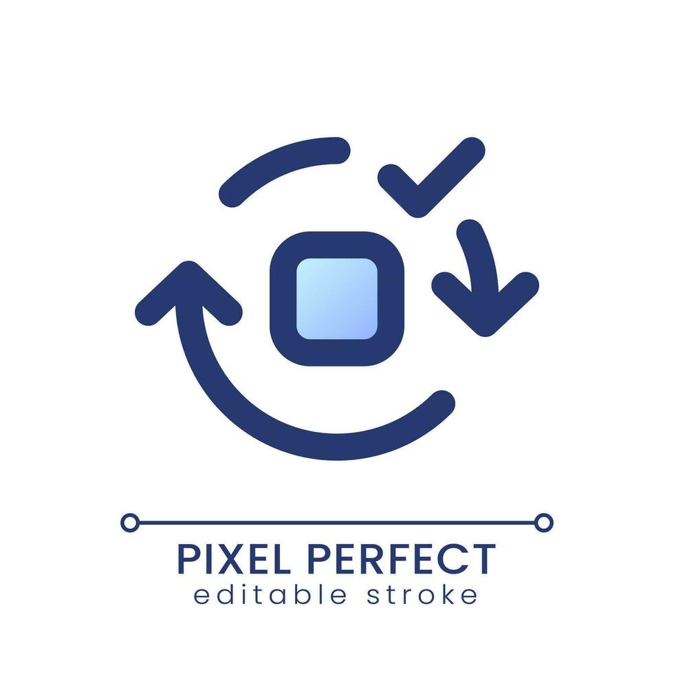 Applying spin motion effect pixel perfect gradient fill ui icon. Added video transition. Film editing. Modern colorful line symbol. GUI, UX design for app, web. Vector isolated editable RGB element