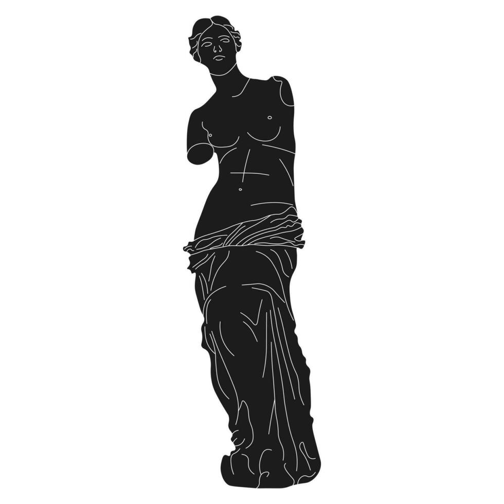 Statue of woman. Greek statue. Vector illustration