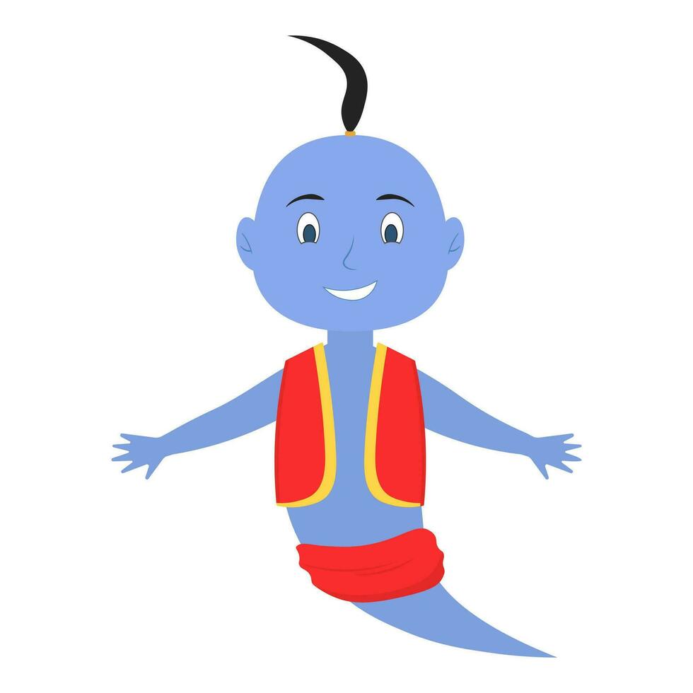 Blue Genie cartoon. Vector illustration