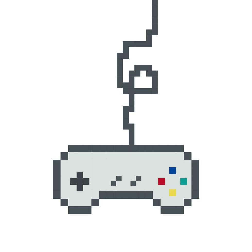 Stick control game pixel art style, gamer 90s style vector