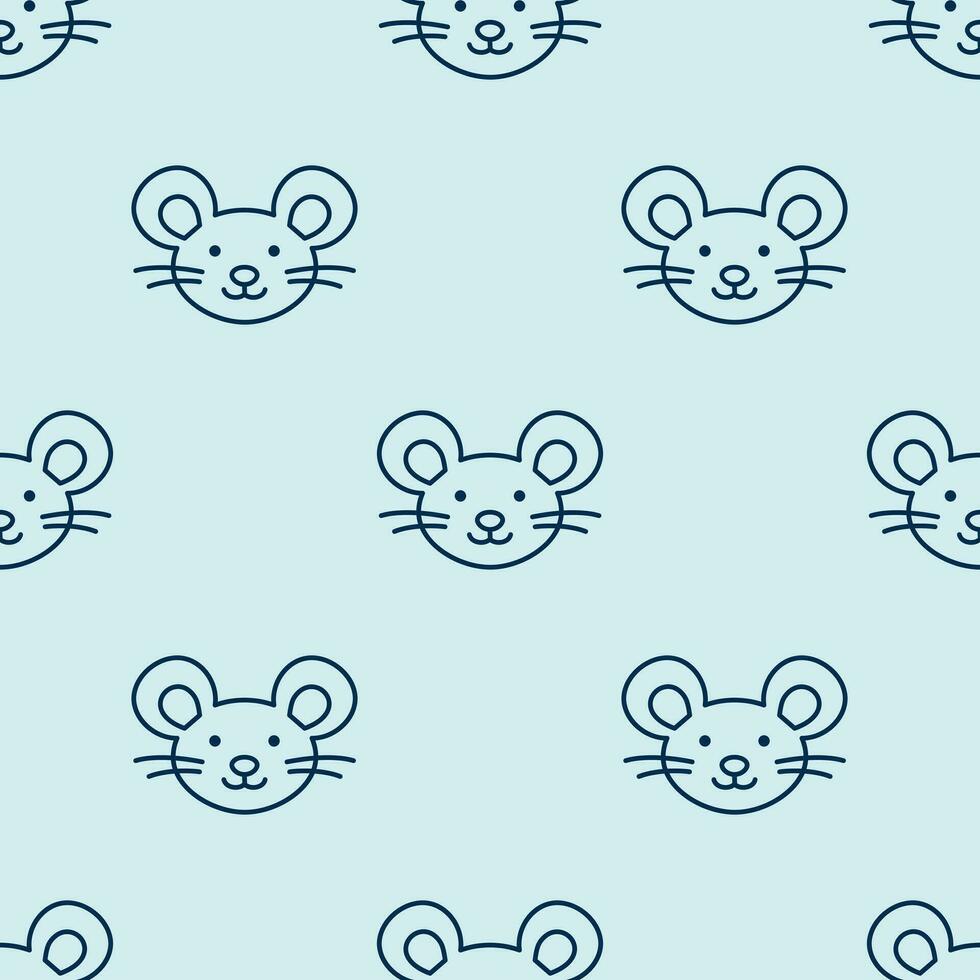 Mouse muzzle. Rat character is in doodle style for designing baby clothes. Hand drawn seamless pattern with cartoon bear. Bohemian nursery print. Kids design texture for pajamas. Vector illustration