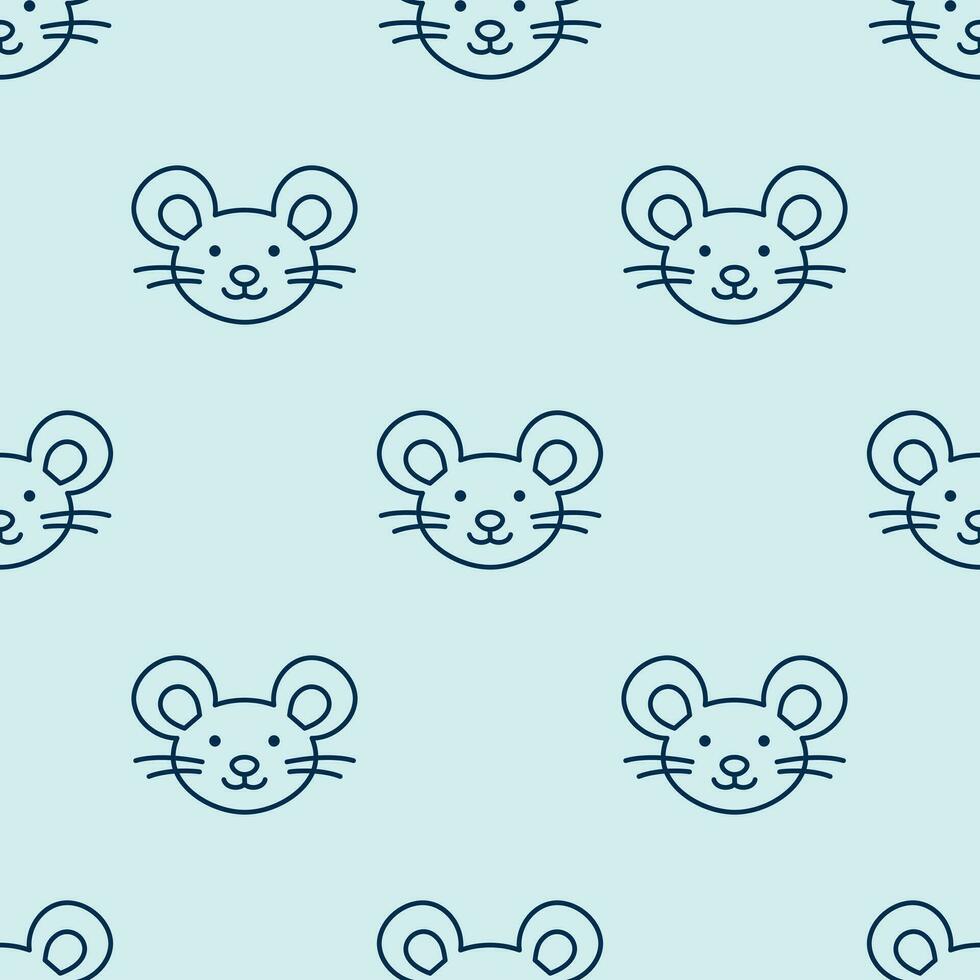 Mouse muzzle. Rat character is in doodle style for designing baby clothes. Hand drawn seamless pattern with cartoon bear. Bohemian nursery print. Kids design texture for pajamas. Vector illustration