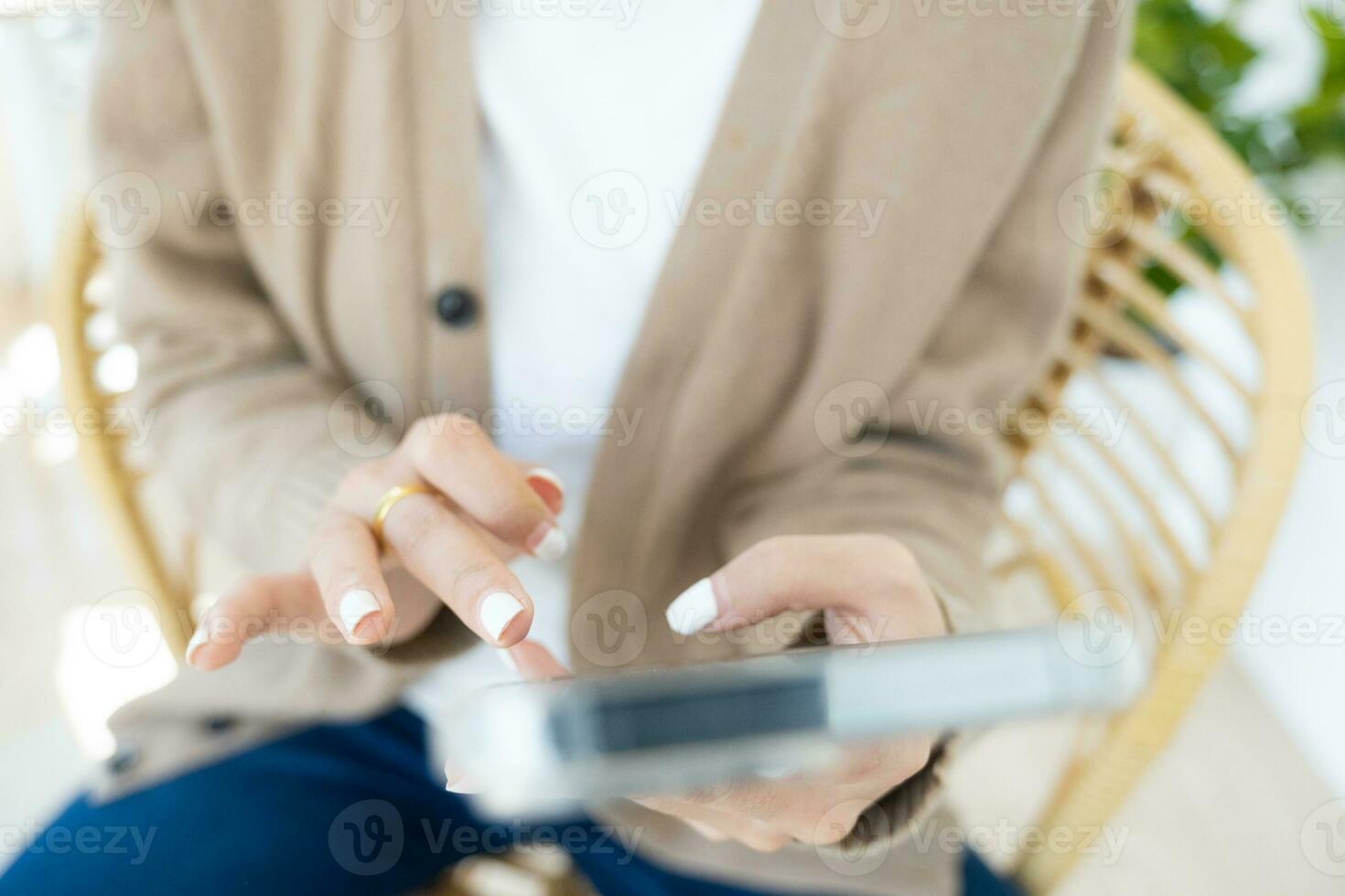 Close up of man using mobile phone. photo