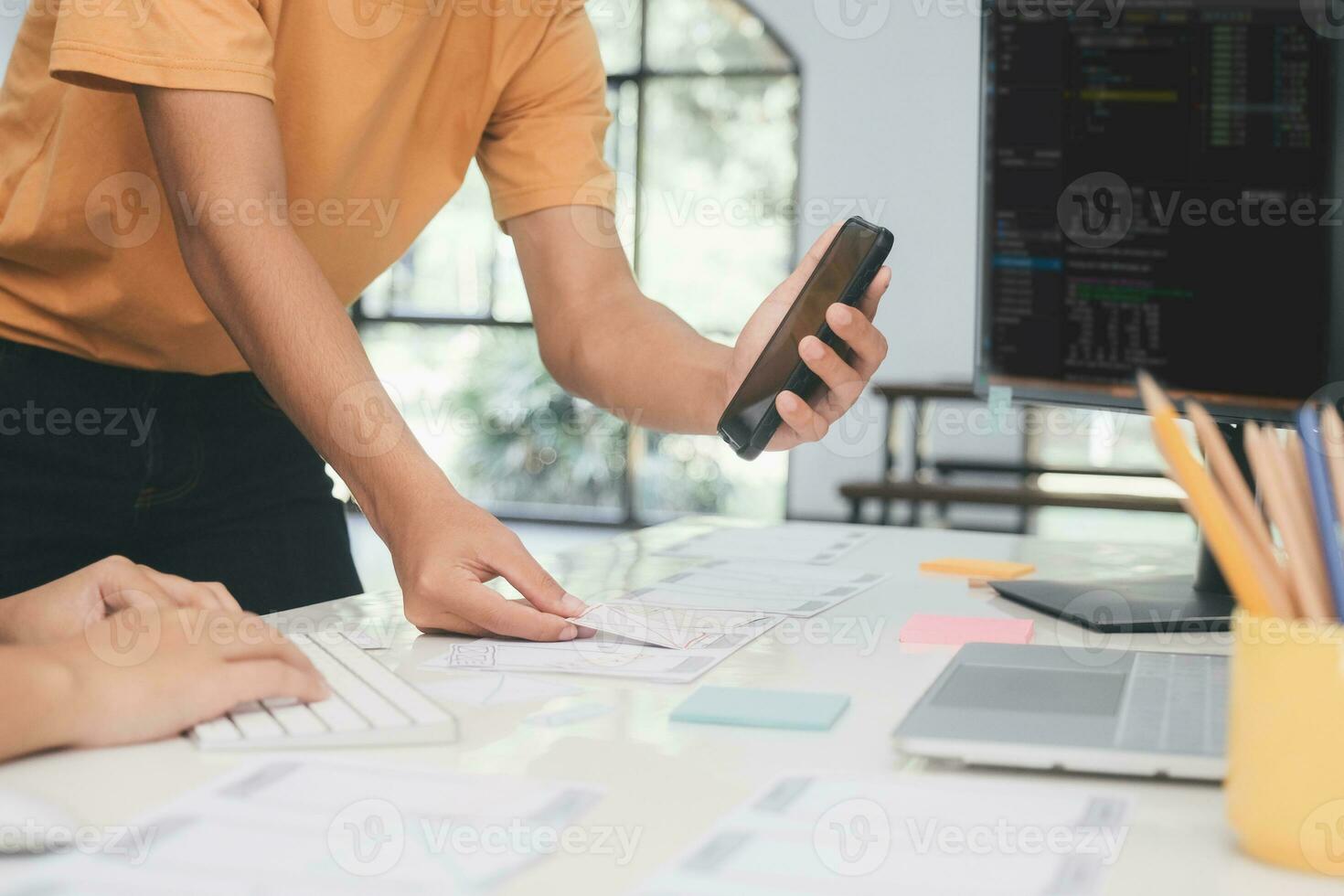 UX UI and Programming development technology. photo