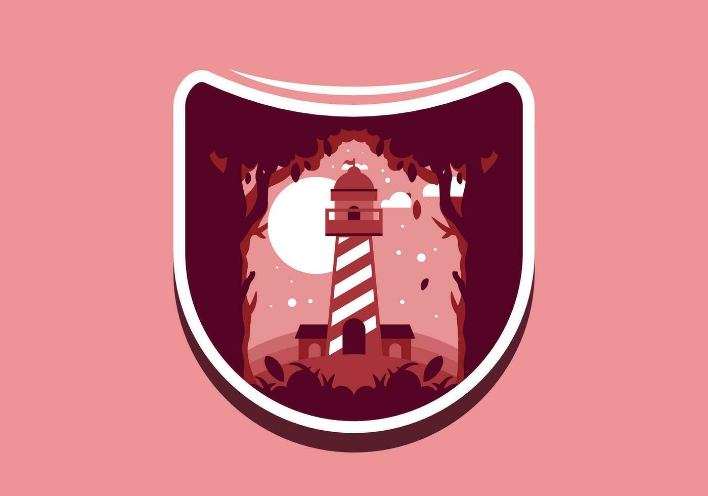 Colorful flat illustration of lighthouse in the forest vector