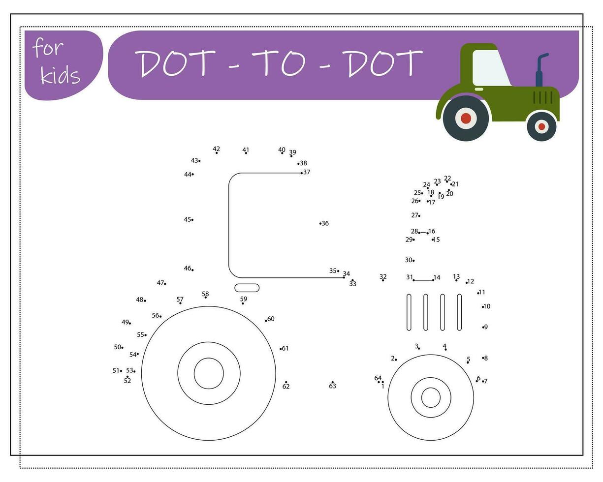 A game with numbers, an educational game from point to point for children, cartoon cars. Vector illustration on a white background.