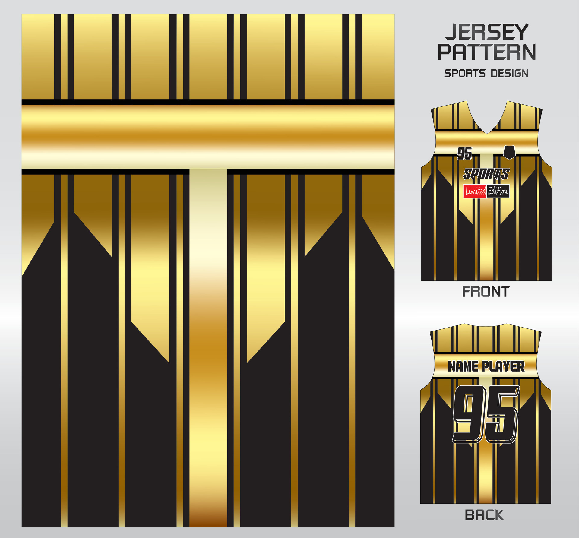 Black And Gold Pattern Sport Football Kits, Jersey, T-shirt Design