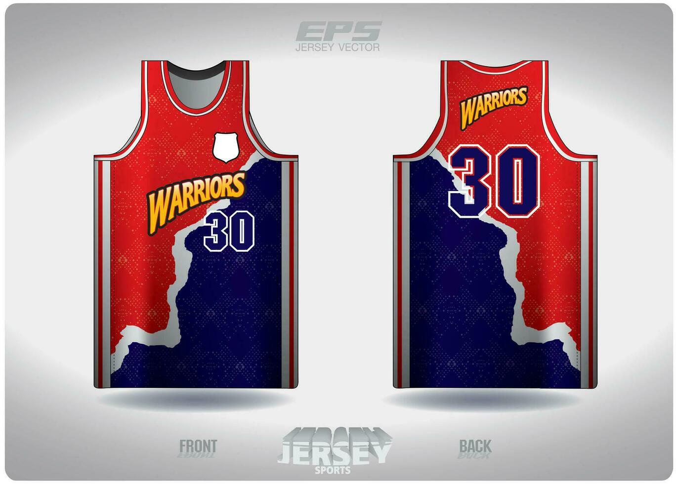 EPS jersey sports shirt vector.blue and red paper tore pattern design, illustration, textile background for basketball shirt sports t-shirt, basketball jersey shirt vector