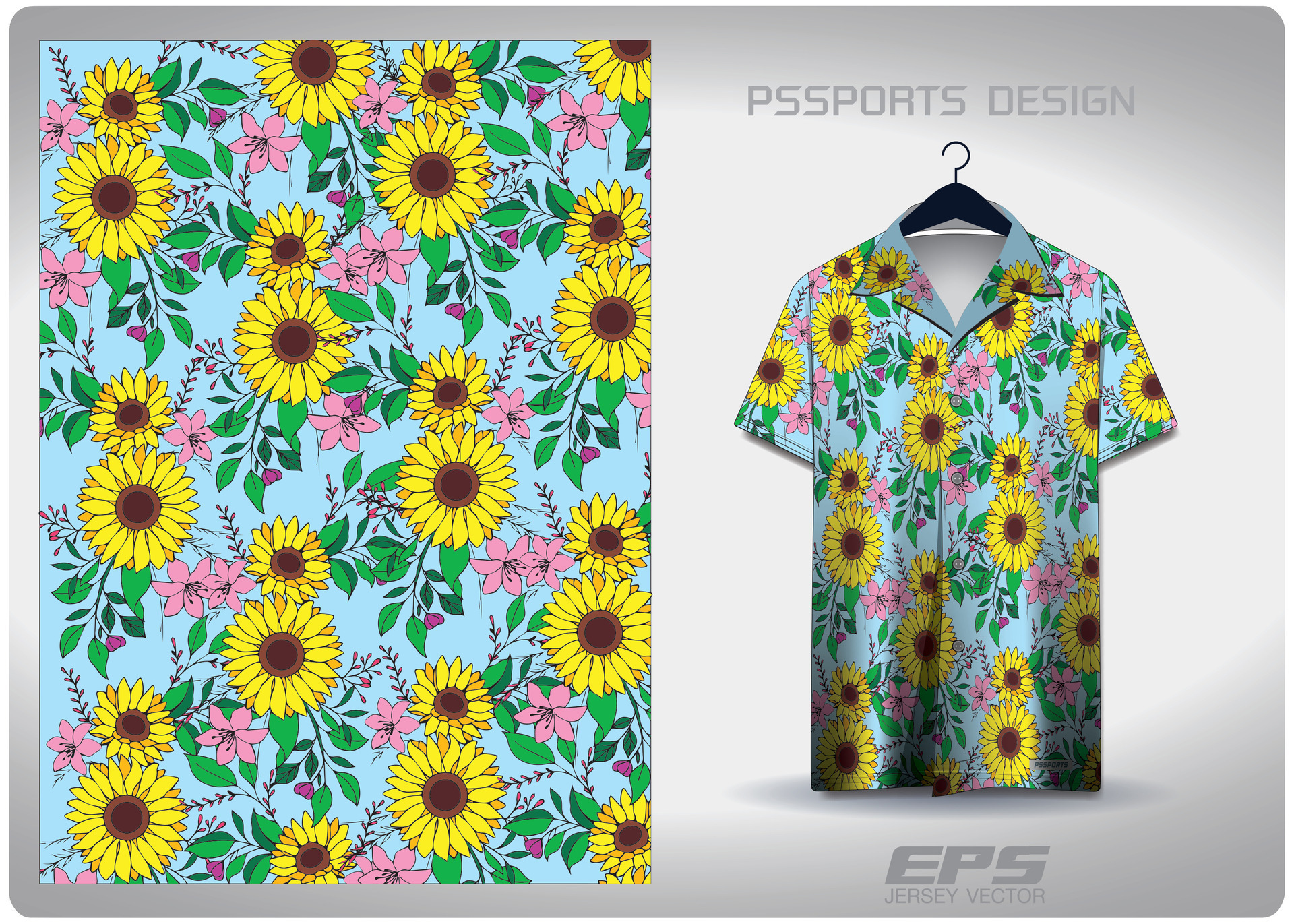 Vector hawaiian shirt background image.ivy flower and sunflower pattern