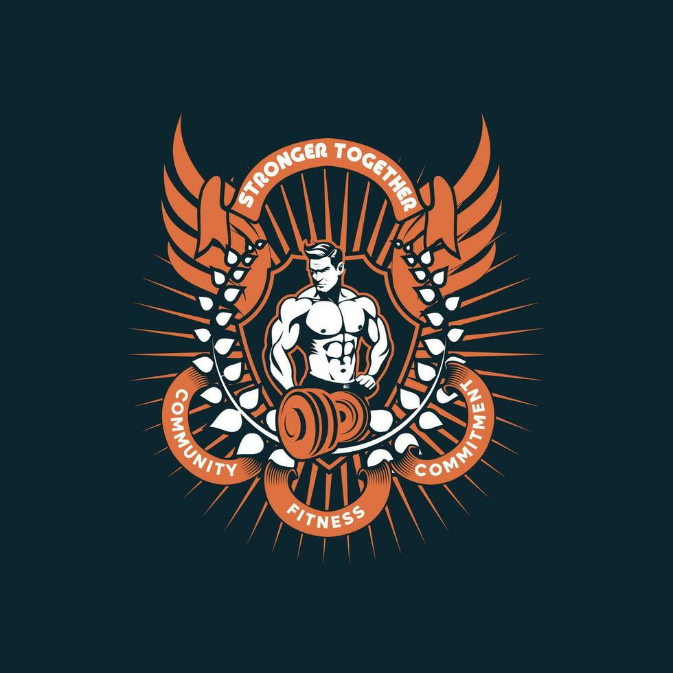 Vector Gym Fitness Comunity Emblem Logo Template