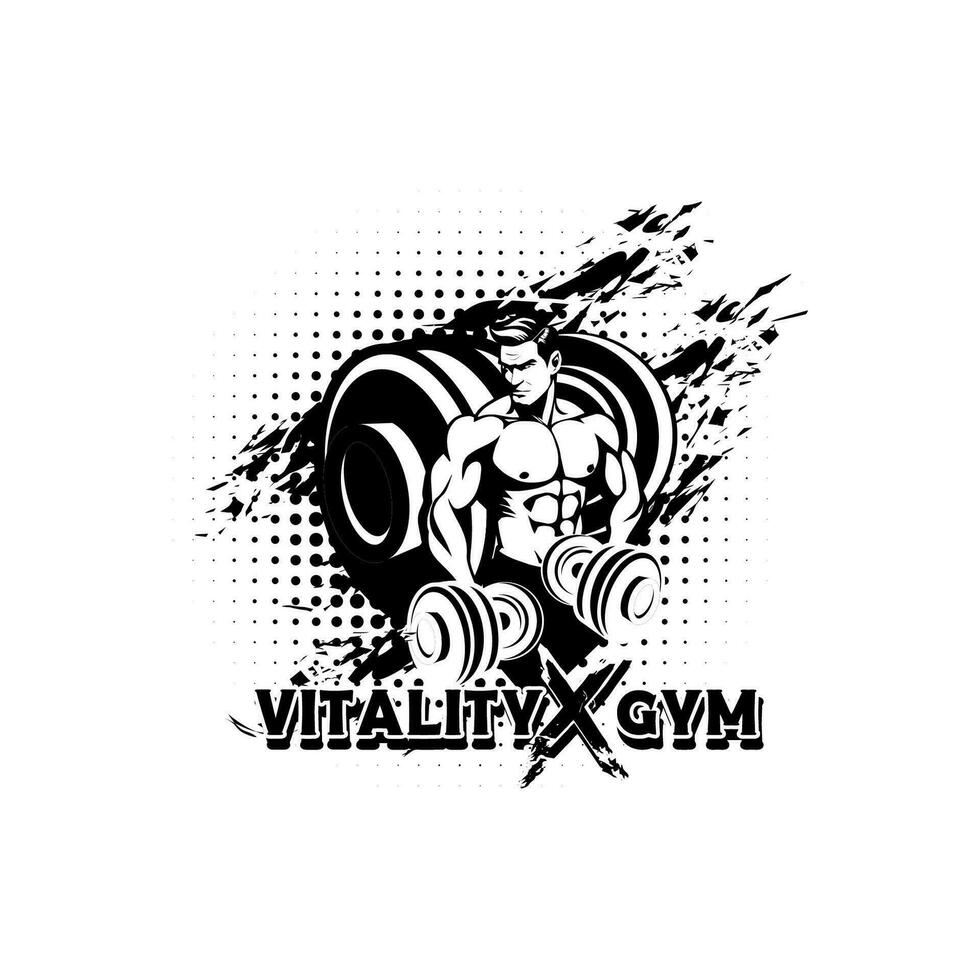 Vintage Fitness Vitality Gym Sport Logo Vector