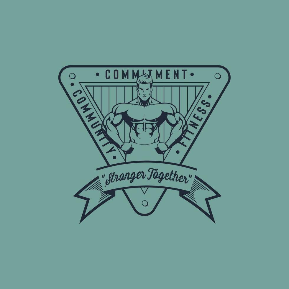 Vintage Fitness Man Gym Sport Community Logo Vector Badge