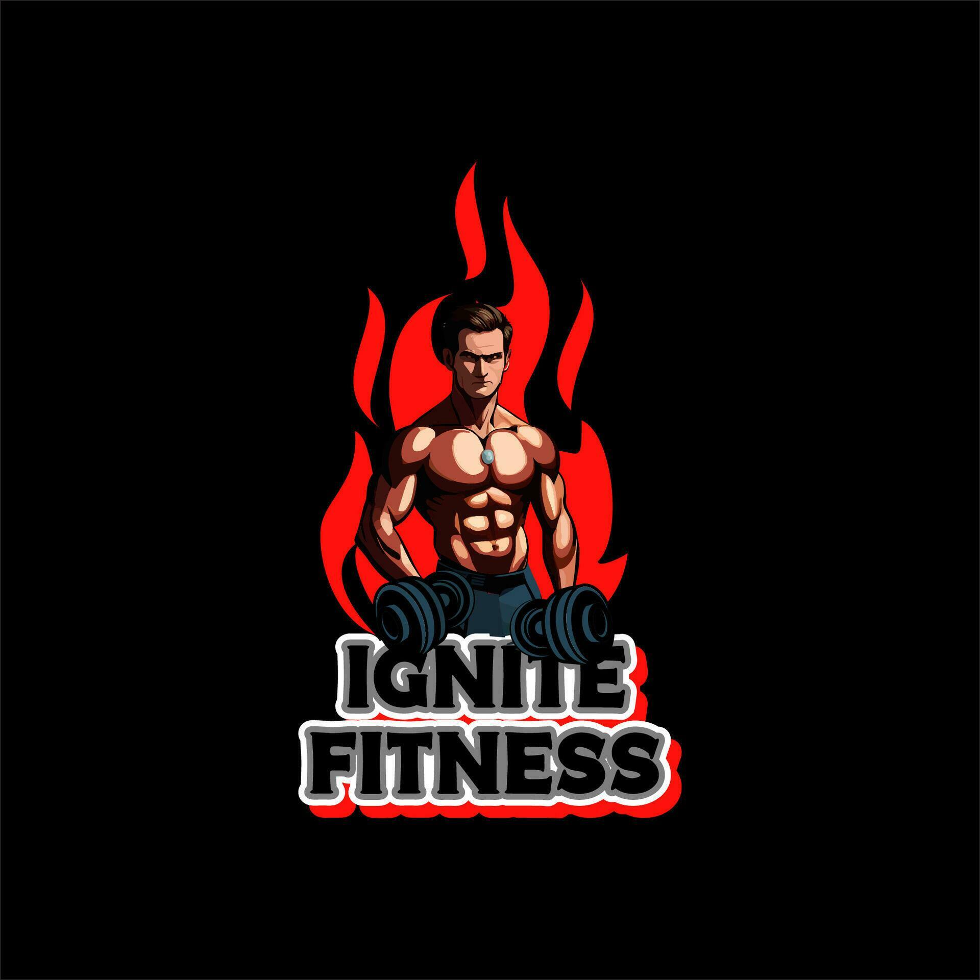 Vector Mascot Ignite Fitness Logo T Shirt Design Template 26147001