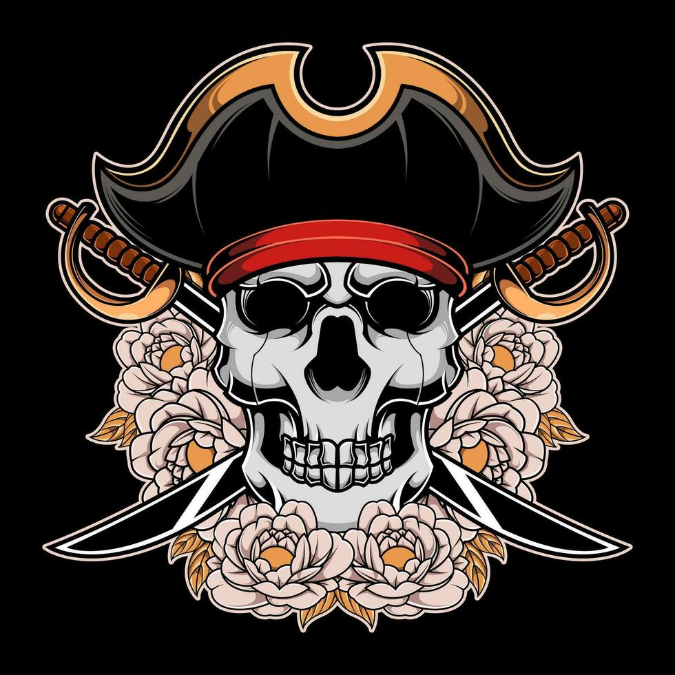 pirate skull illustration vector