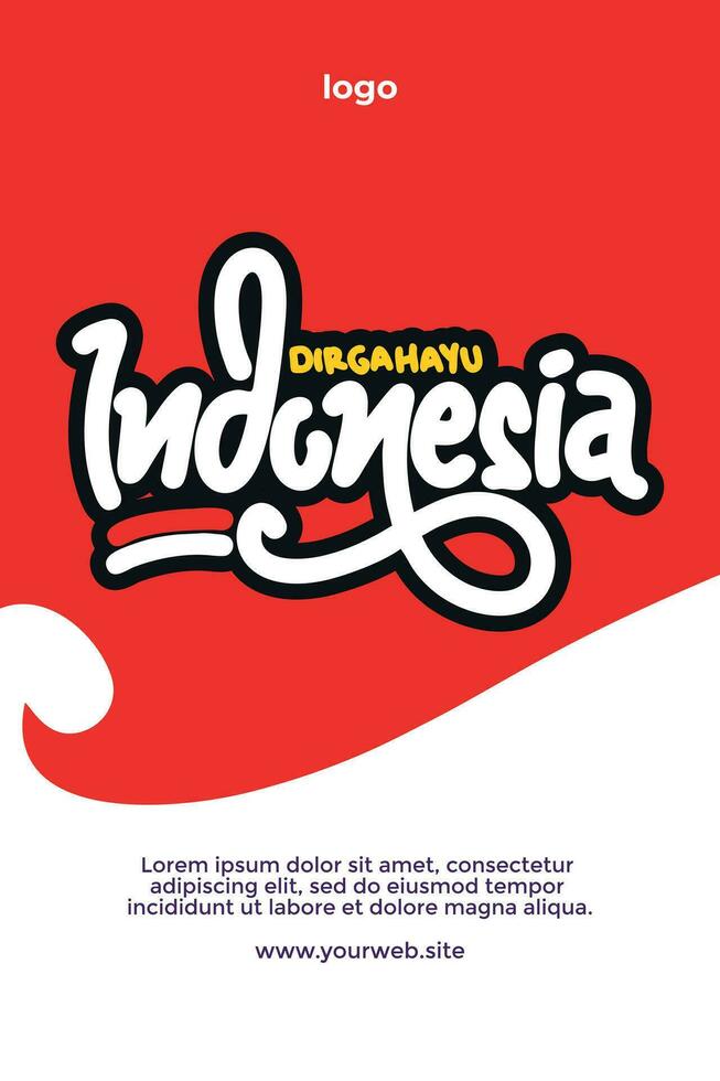 Indonesia independence day handwritten lettering text vector design. Dirgahayu indonesia translates to Indonesia independence day